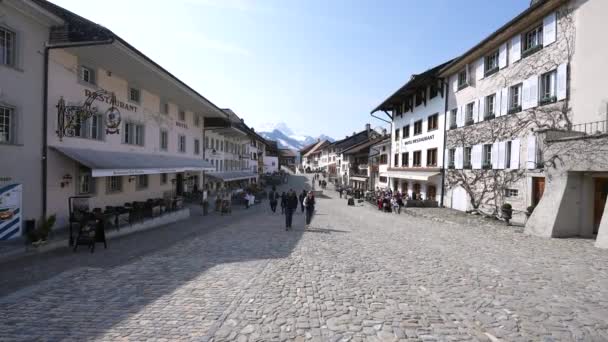 Fribourg Schweiz Cirka Mars 2022 Gamla Medeltida Gruyeres Slott Traditionell — Stockvideo