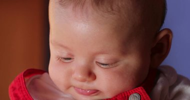 Closeup of baby boy face infant
