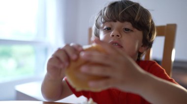 Mutfak Masasında Ekmek Yiyen Genç Çocuk