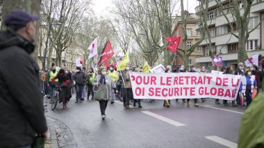 Toulouse, January 30, 2021 - French Political social manifestation in Toulouse clipart