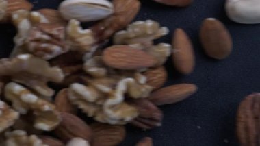 Badem, Ceviz, Ceviz, Ceviz, Ceviz, Fındık, Fıstık ve Pistachios 'un Makro Yakın Çekimi