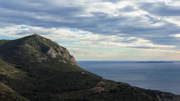 Önünde Kaya Olan Monte Argentarioo Dan Panorama Zaman Ayarlı — Stok video