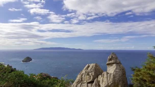 Önünde Kaya Olan Monte Argentarioo Dan Panorama Zaman Ayarlı — Stok video