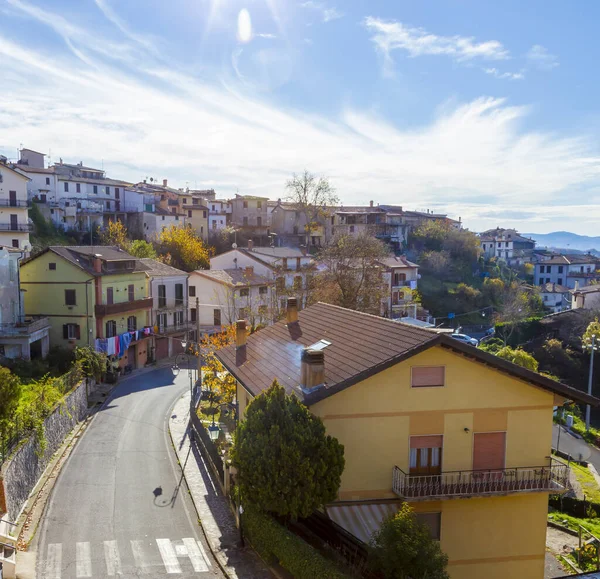 Vista Ciudad Nespolo Con Panorama Que Rodea Provincia Rieti Italia — Foto de Stock