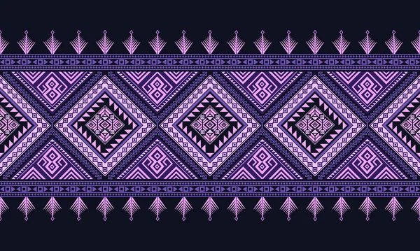 タイ族の古代の生地のデザイン 幾何学的な形の民族模様 服のシームレスなパターン ピンク紫色のトーンの生地の抽象的なデザイン サロンのベクトルデザインパターン — ストックベクタ