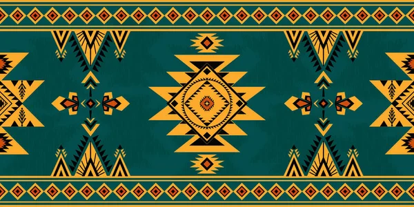 Геометрическая Абстрактная Ткань Традиционном Племенном Американском Стиле Символы Навахо Выполнены — стоковый вектор