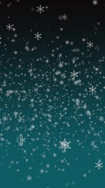 Geanimeerde Verticale Achtergrond Bevat Sneeuwvlokken Die Uit Donkere Winterhemel Vallen — Stockvideo