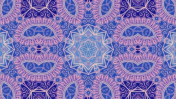 Hypnotische Kaleidoscoop Animatie Achtergrond Met Heldere Abstracte Bloemen Mandala Patronen — Stockvideo