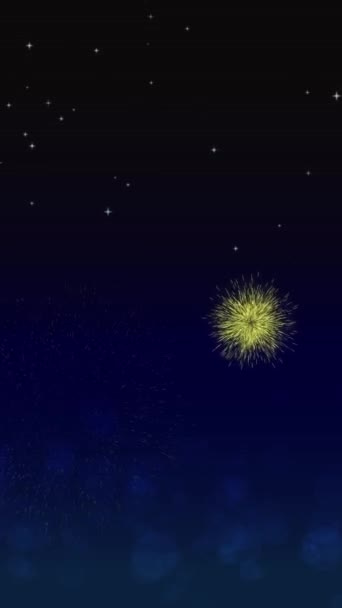 Animované Vertikální Pozadí Představuje Ohňostroj Noční Obloze Jiskřícími Hvězdami Pohybová — Stock video