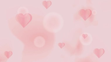 Tatlı, pembe, soyut bir arka plan ve yumuşak pembe kağıt kalpler. Sevgililer Gününüz kutlu olsun konsepti. Aşk, romantizm ve şefkat içerikli..