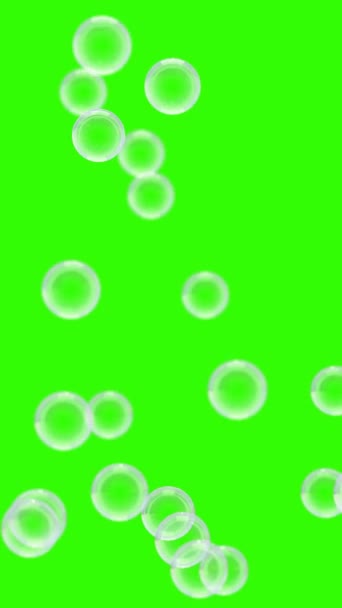 Вертикальное Видео Трехмерной Анимацией Плавающих Мыльных Пузырей Зеленом Фоне Экрана — стоковое видео