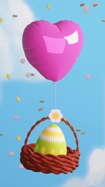 Vertical Motion Graphics Video Happy Easter Day Concept Featuring Green — Stock Video