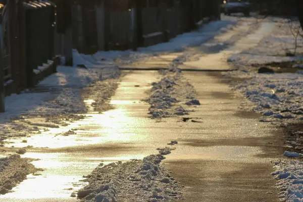 winter snow on the sidewalk