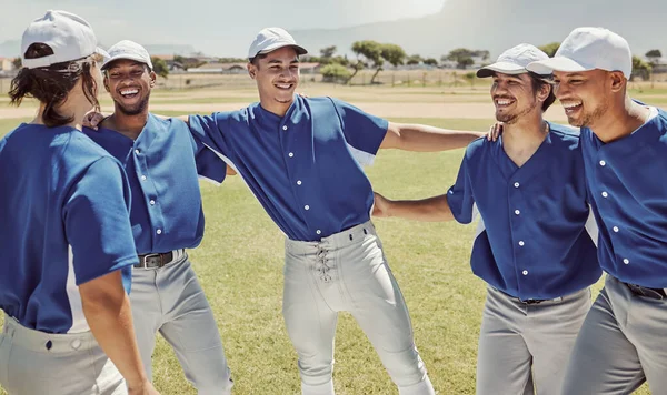 Baseball Sport Team Men Fitness Happy Baseball Player Huddle Celebrate — Stock Photo, Image