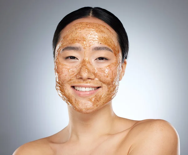 Woman Face Mask Korean Skincare Spa Natural Sugar Scrub Product — Stock Photo, Image