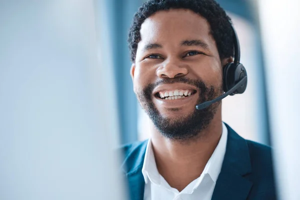 Customer Support Zwarte Man Call Center Consultant Spreken Met Een — Stockfoto