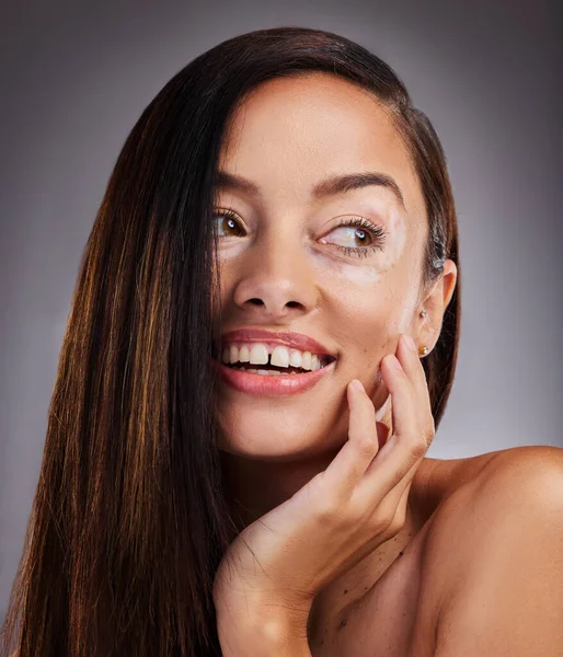 Gesicht Schönheit Und Vitiligo Mit Einer Model Frau Studio Auf — Stockfoto