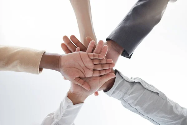 Handen Bij Elkaar Ondersteuning Teamwork Motivatie Van Het Business Team — Stockfoto