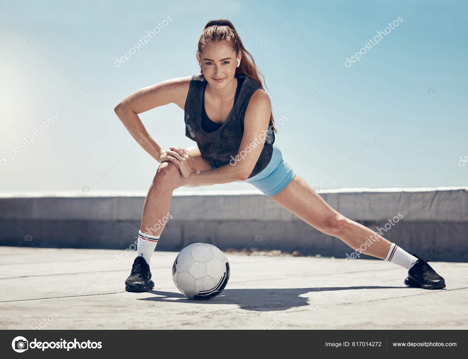 Woman Soccer Fitness Stretching Workout