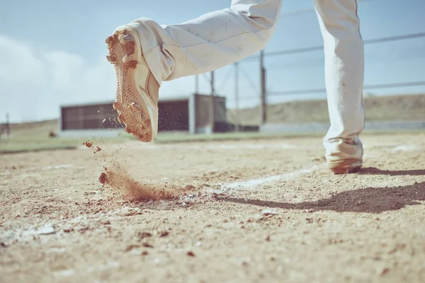 Velocità Corsa Scarpe Del Giocatore Baseball Sul Campo Allenamento Sport — Foto Stock