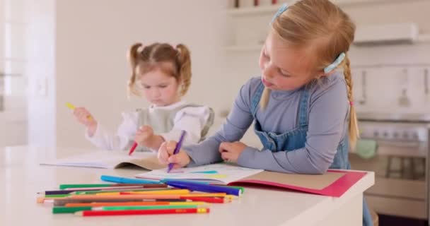 Potloodtekening Meisje Home Kleurboek Van Kinderen Leren Kleuren Plezier Tekenen — Stockvideo