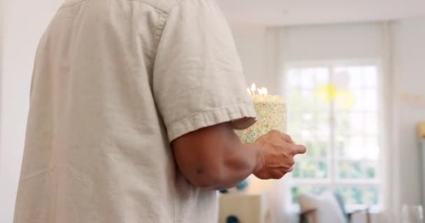 Bolo Mulher Surpresa Homem Celebram Feliz Aniversário Aniversário Celebração Casa — Vídeo de Stock