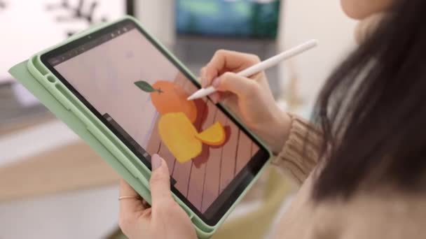 Kunst Digitales Tablet Und Grafikdesignerin Kreativ Und Webdesign Für Kleinunternehmen — Stockvideo
