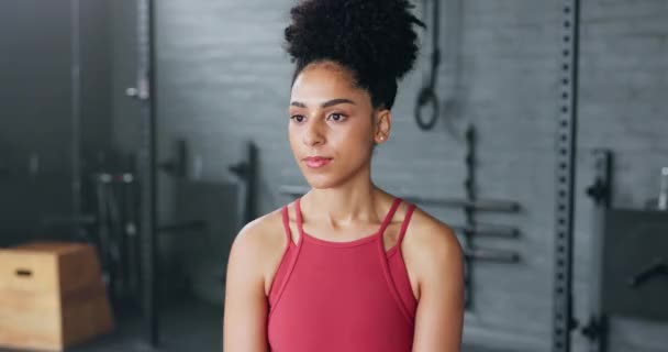 Fitness Tělocvična Žena Zaměřují Cvičení Zdraví Cvičení Klubu Portrét Mladé — Stock video