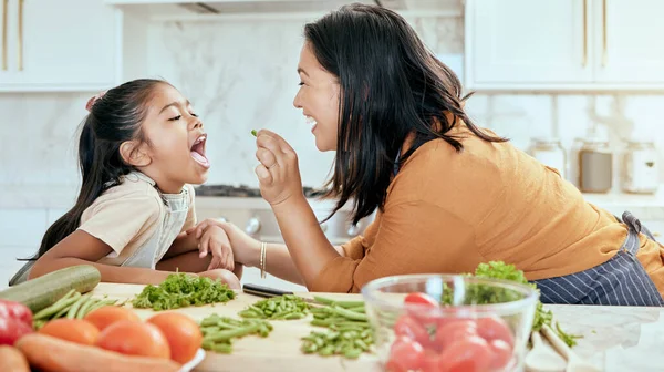 Mutfakta Beslenme Sebze Özenle Yemek Pişiren Anneyle Sağlık Yemek Yemek — Stok fotoğraf