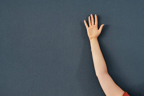 Gostaria Dizer Uma Coisa Estúdio Uma Mulher Irreconhecível Levantando Mão — Fotografia de Stock