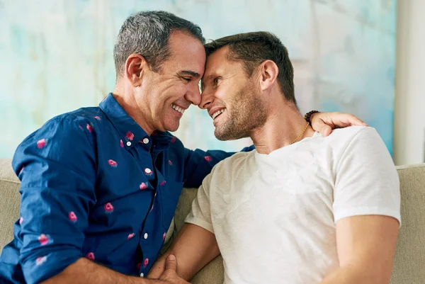 stock image You are my home. an affectionate mature couple on the sofa at home