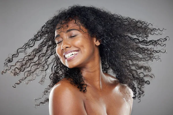 Cheveux Visage Beauté Femme Noire Dans Publicité Soins Peau Des — Photo