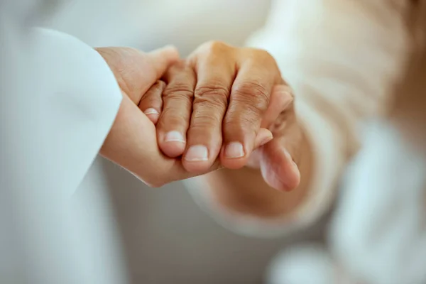 Elderly Support Family People Holding Hands Praying Together Retirement Religion — Stock Photo, Image