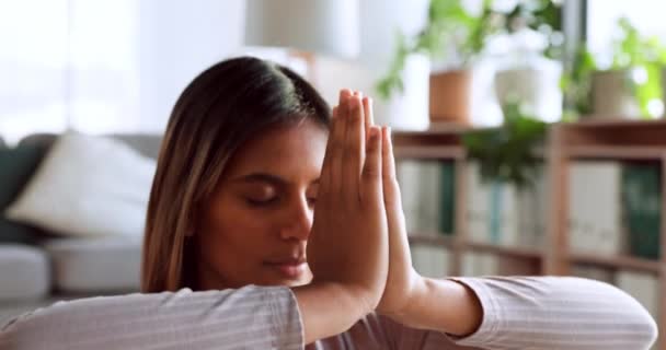 Žena Jóga Meditace Pro Duševní Zdraví Wellness Relaxační Nebo Klidné — Stock video