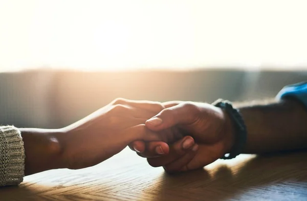 You What Need Life Man Woman Compassionately Holding Hands Table — Stock Photo, Image