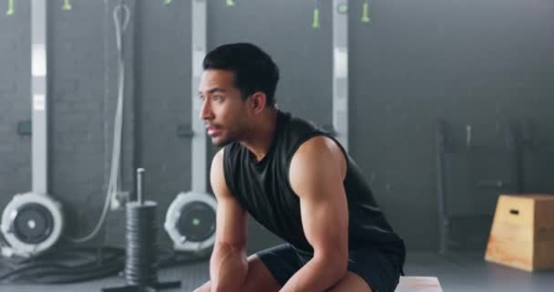 Siłownia Sport Fitness Szkolenia Przez Człowieka Poważnie Zdrowie Wellness Konkurencyjne — Wideo stockowe