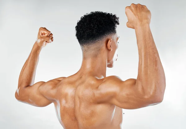 Muscle Dorsal Fort Forme Physique Homme Avec Motivation Musculation Pour — Photo