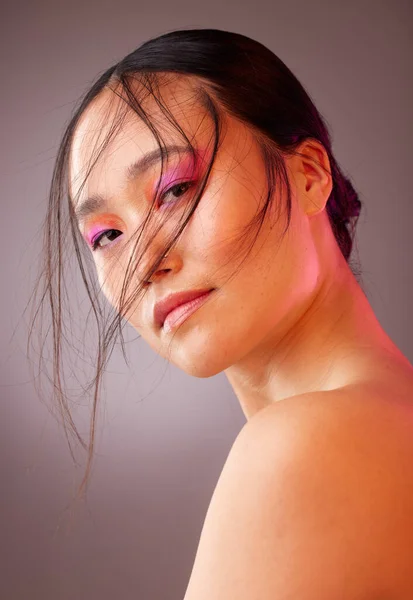 Δερμάτινη Περιποίηση Ομορφιά Και Ροζ Μακιγιάζ Πορτραίτο Γυναίκας Από Την — Φωτογραφία Αρχείου