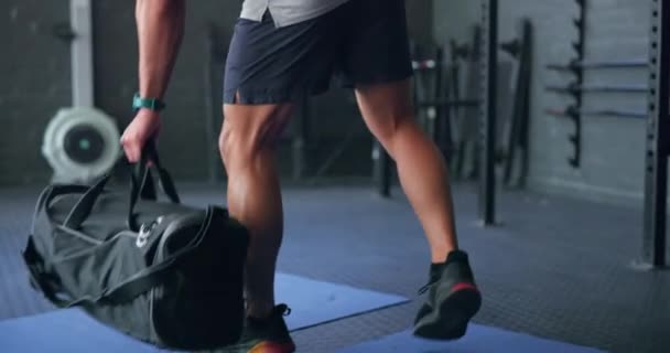 Saco Ginástica Fitness Treinador Treinamento Prestes Começar Treino Exercício Tapete — Vídeo de Stock