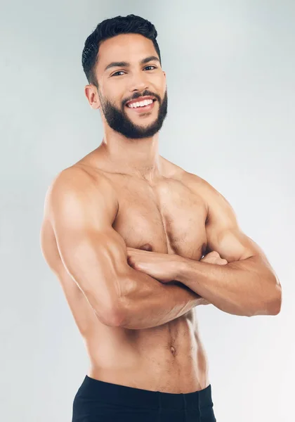 Hombre Retrato Fitness Desnudo Bienestar Salud Para Cuidado Del Cuerpo — Foto de Stock