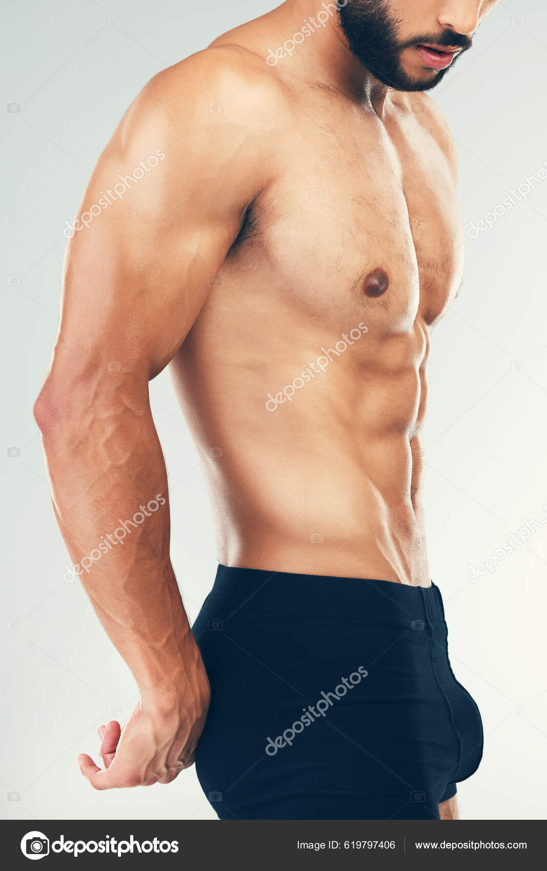 Fitness Corpo Esporte Homem Mostrar Torso Estômago Abdômen Após