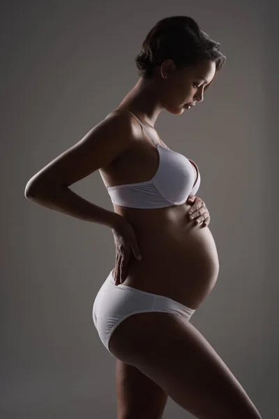 Nuestra Vida Juntos Acaba Empezar Estudio Una Hermosa Mujer Embarazada —  Fotos de Stock