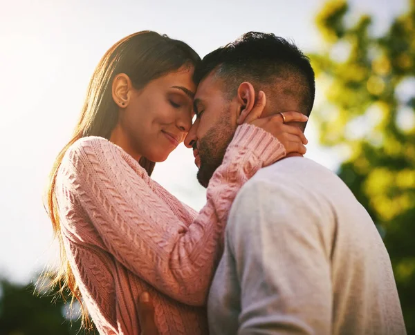 Close Never Close Enough You Happy Young Couple Spending Time — Stock Photo, Image