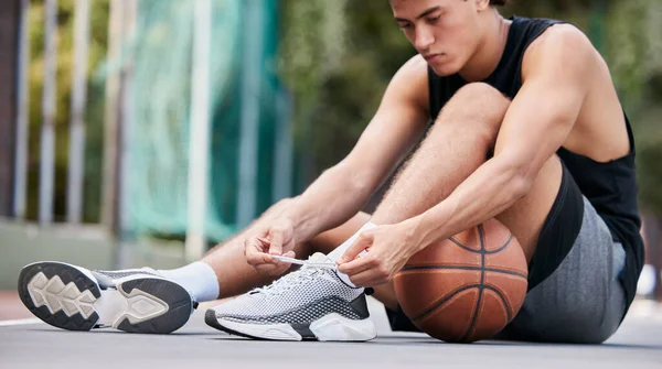Basketballspieler Schuhe Und Sport Zur Vorbereitung Auf Spiel Spiel Oder — Stockfoto