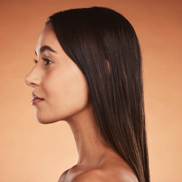 Schönheit Haut Und Haarpflege Profil Der Frau Studio Mit Luxuriösem — Stockfoto
