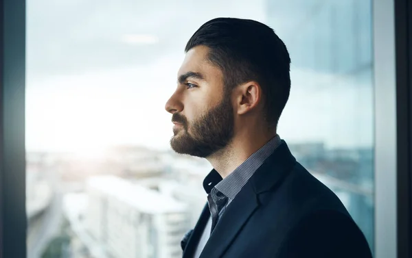 More You Dream More You Achieve Young Businessman Looking Thoughtfully — Stock Photo, Image