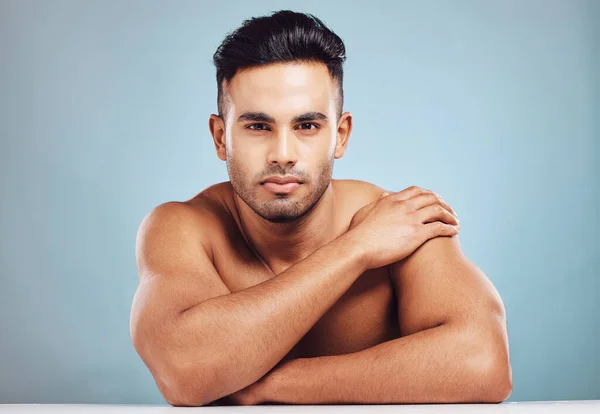 Huidverzorging Wellness Mannelijke Schoonheid Met India Model Voor Cosmetica Gezondheid — Stockfoto
