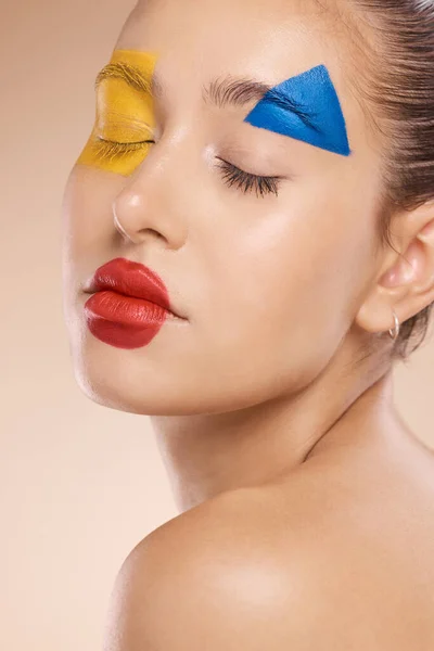 Portré Női Kreatív Smink Arcon Szépség Önkifejezés Művészetben Skincare Kreativitás — Stock Fotó