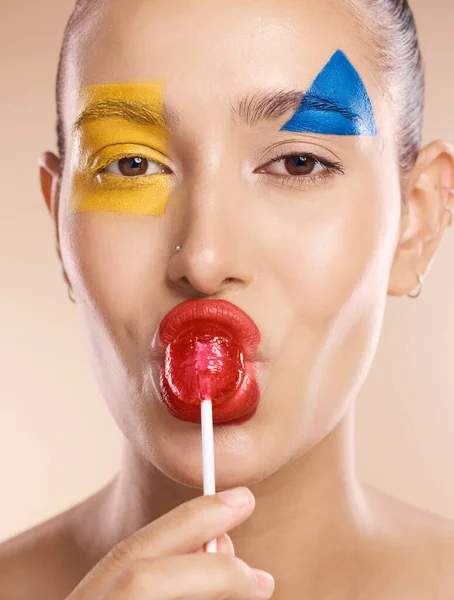 Pintura Belleza Arte Facial Mujer Con Diseño Maquillaje Creativo Cuidado —  Fotos de Stock