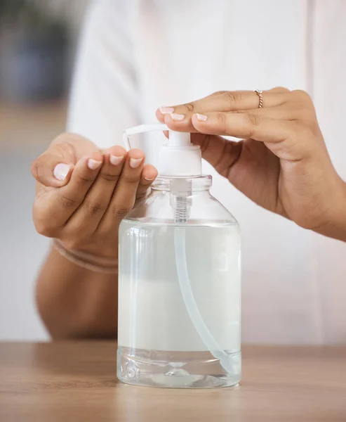 Skincare Safety Hands Cleaning Bacteria Liquid Soap Healthy Protection Disinfection — Stock Photo, Image